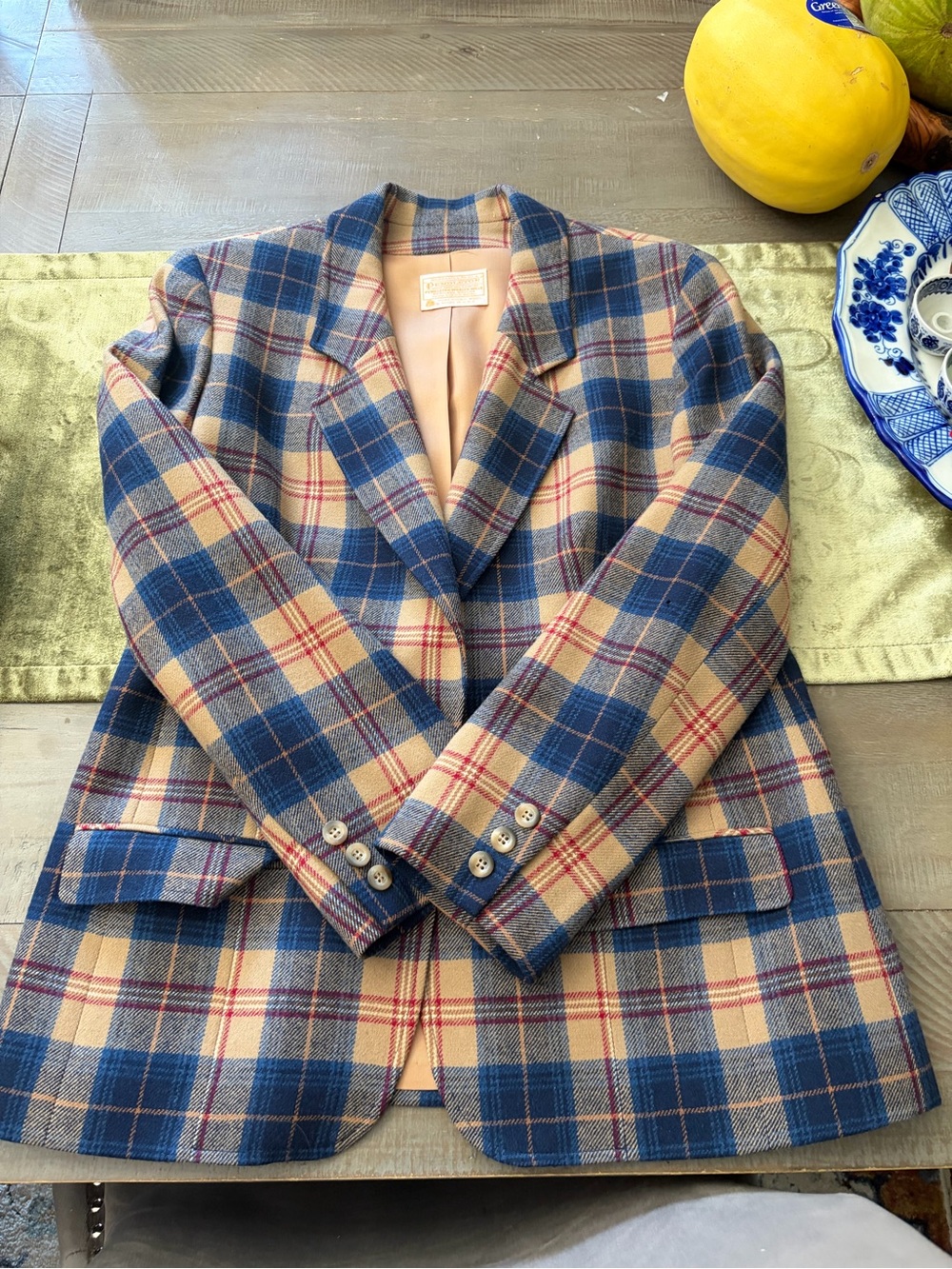 Pendleton Plaid Blazer in Blue, Tan and Red - Picture 1 of 15